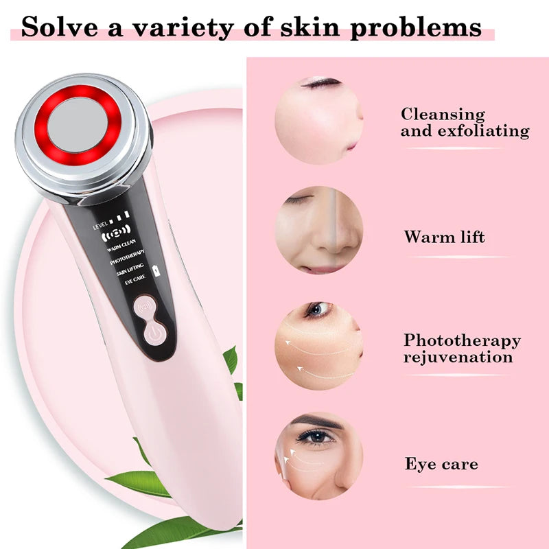 Microcurrent Face Lifting & Eye De-puffing Massager Pink